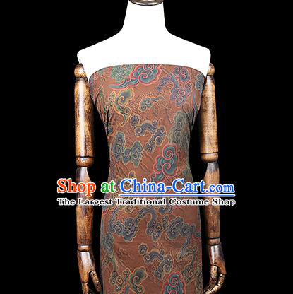 Chinese Traditional Qipao Dress Gambiered Guangdong Gauze Ginger Tapestry Silk Fabric Classical Cloud Pattern Brocade Drapery