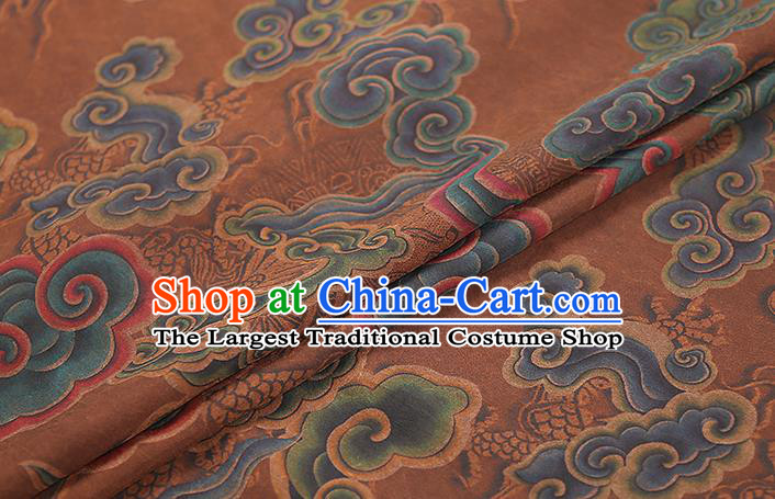 Chinese Traditional Qipao Dress Gambiered Guangdong Gauze Ginger Tapestry Silk Fabric Classical Cloud Pattern Brocade Drapery