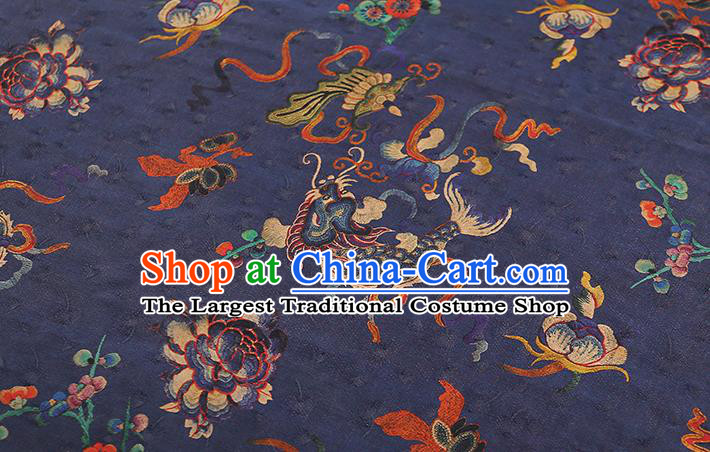 Chinese Classical Carp Pattern Brocade Drapery Traditional Qipao Dress Royalblue Tapestry Silk Fabric