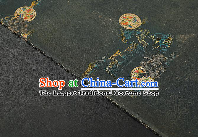 Chinese Classical Atrovirens Gambiered Guangdong Gauze Traditional Qipao Dress Silk Fabric