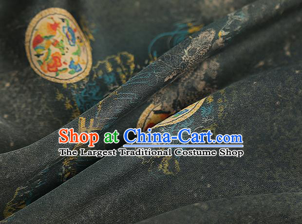 Chinese Classical Atrovirens Gambiered Guangdong Gauze Traditional Qipao Dress Silk Fabric