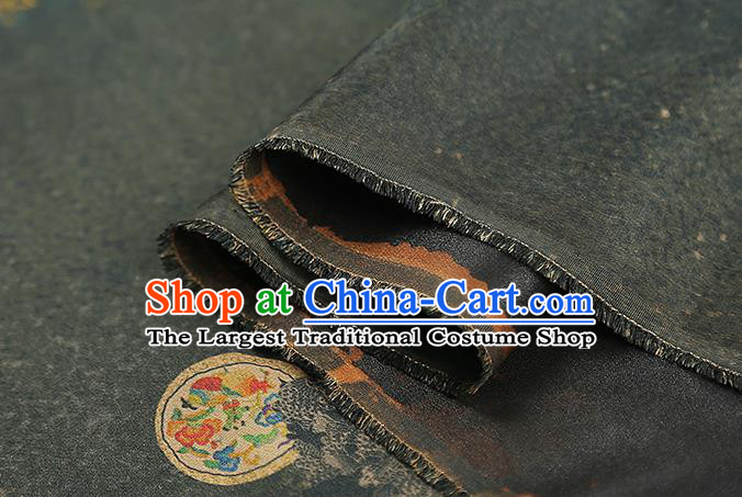 Chinese Classical Atrovirens Gambiered Guangdong Gauze Traditional Qipao Dress Silk Fabric