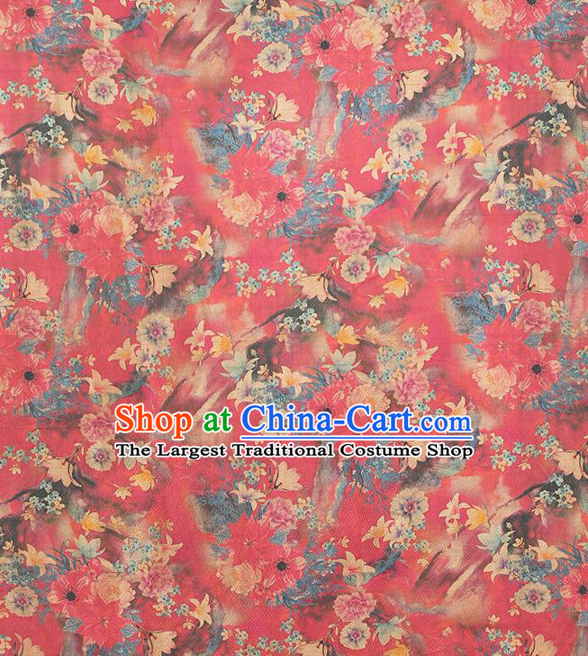 Chinese Classical Red Gambiered Guangdong Gauze Traditional Qipao Dress Silk Fabric