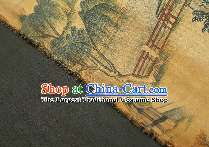 Chinese Grand View Garden Pattern Brocade Drapery Traditional Qipao Dress Ginger Silk Fabric Gambiered Guangdong Gauze