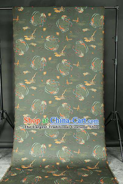 Chinese Classical Cloud Goddess Pattern Green Gambiered Guangdong Gauze Drapery Traditional Qipao Dress Silk Fabric