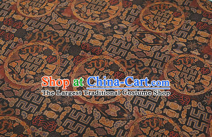 Chinese Traditional Qipao Dress Silk Fabric Classical Deep Grey Gambiered Guangdong Gauze