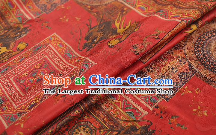 Chinese Traditional Wedding Silk Fabric Classical Qipao Dress Red Gambiered Guangdong Gauze