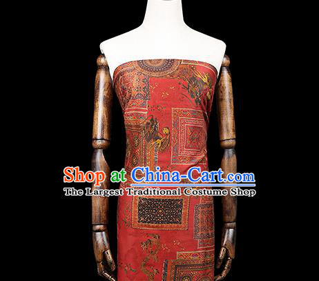 Chinese Traditional Wedding Silk Fabric Classical Qipao Dress Red Gambiered Guangdong Gauze