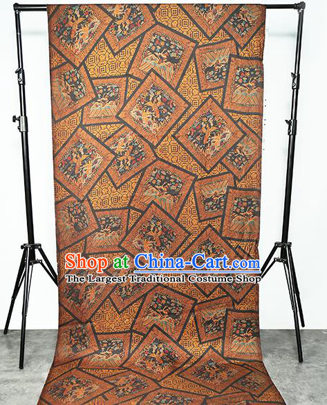Chinese Traditional Qipao Dress Phoenix Pattern Gambiered Guangdong Gauze Classical Ginger Silk Fabric