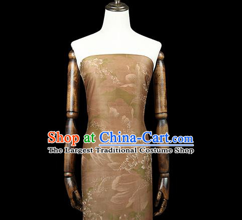 Chinese Traditional Qipao Dress Material Gambiered Guangdong Gauze Classical Cheongsam Khaki Silk Fabric