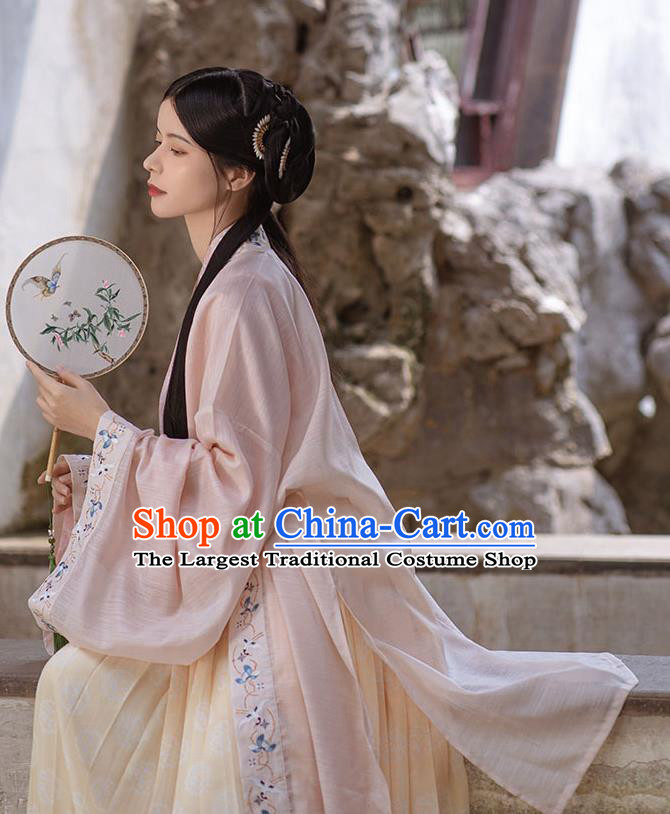Traditional China Song Dynasty Historical Clothing Ancient Young Beauty Embroidered Hanfu Dress