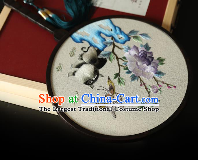 China Traditional Hanfu Palace Fan Ancient Princess Silk Circular Fan Handmade Embroidered Fans