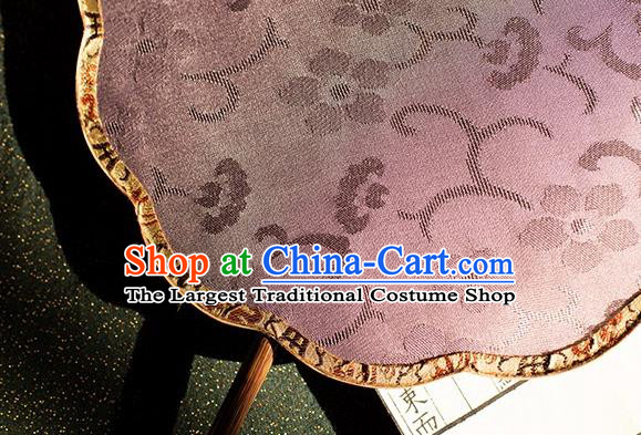 China Traditional Jacquard Plum Blossom Pink Silk Fan Handmade Song Dynasty Court Fan Hanfu Bamboo Palace Fan