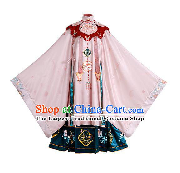 Ancient China Noble Beauty Embroidered Costumes Traditional Ming Dynasty Royal Princess Hanfu Clothing
