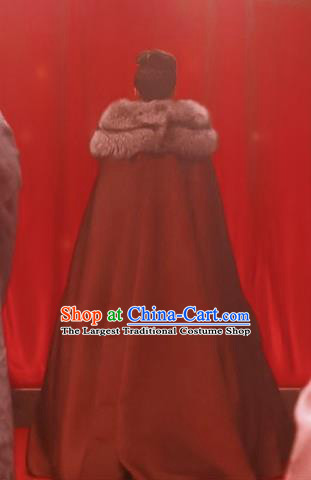 China Ancient Royal Rani Hanfu Cape Clothing Drama The Rebel Princess Zhang Ziyi Dark Red Wool Mantle