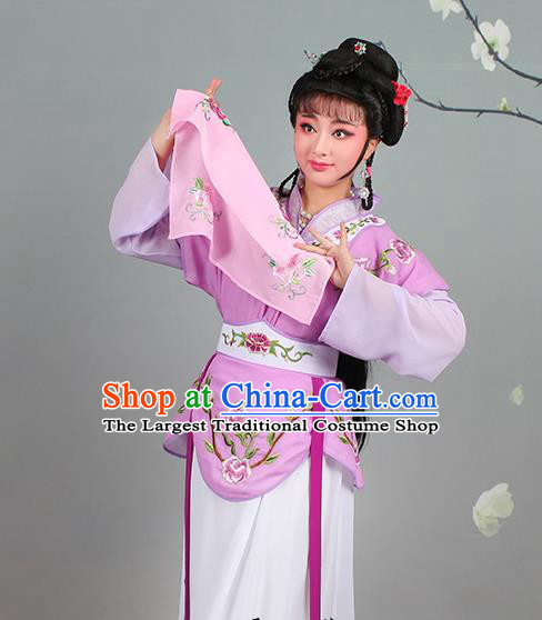China Traditional Peking Opera Diva Garment Costumes Huangmei Opera Young Lady Violet Dress Clothing