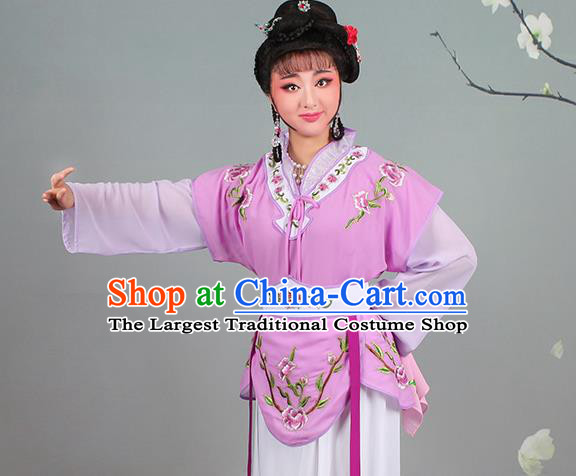 China Traditional Peking Opera Diva Garment Costumes Huangmei Opera Young Lady Violet Dress Clothing