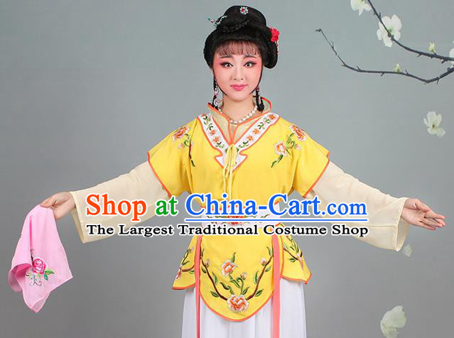 China Huangmei Opera Young Lady Yellow Dress Clothing Traditional Peking Opera Xiaodan Garment Costumes