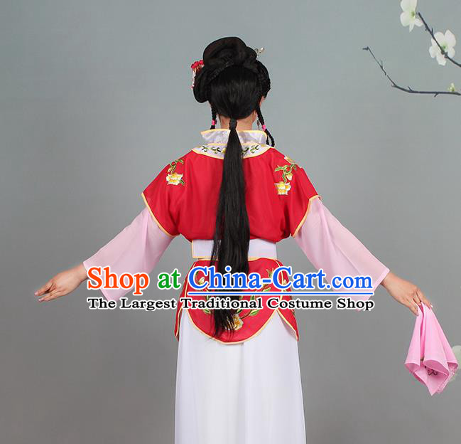 China Traditional Peking Opera Xiaodan Garment Costumes Huangmei Opera Young Lady Red Dress Clothing