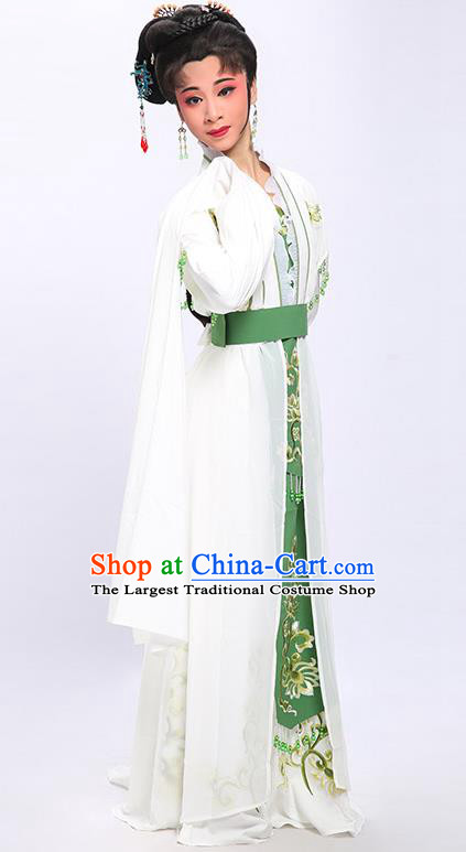 China Shaoxing Opera Actress Tang Wan Garment Costumes Traditional Yue Opera Young Women Water Sleeve Dress Clothing and Headpieces