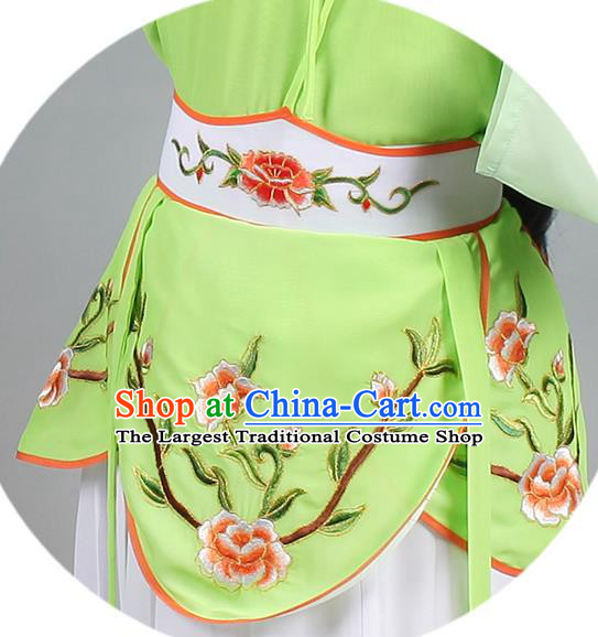 China Traditional Peking Opera Hua Tan Garment Costumes Huangmei Opera Servant Girl Green Dress Clothing