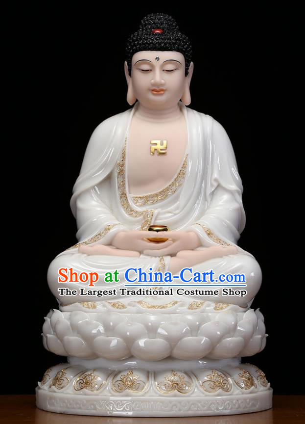 Top Chinese White Marble Shakyamuni Buddha Status Traditional Buddhism Figurine Handmade Buddha