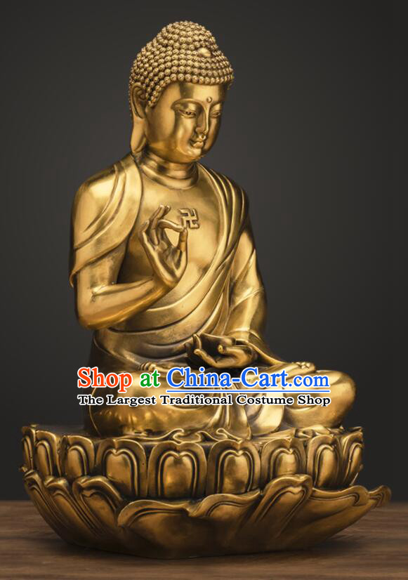 Top Chinese Handmade Brass Buddha Copper Shakyamuni Buddha Status Traditional Buddhism Figurine