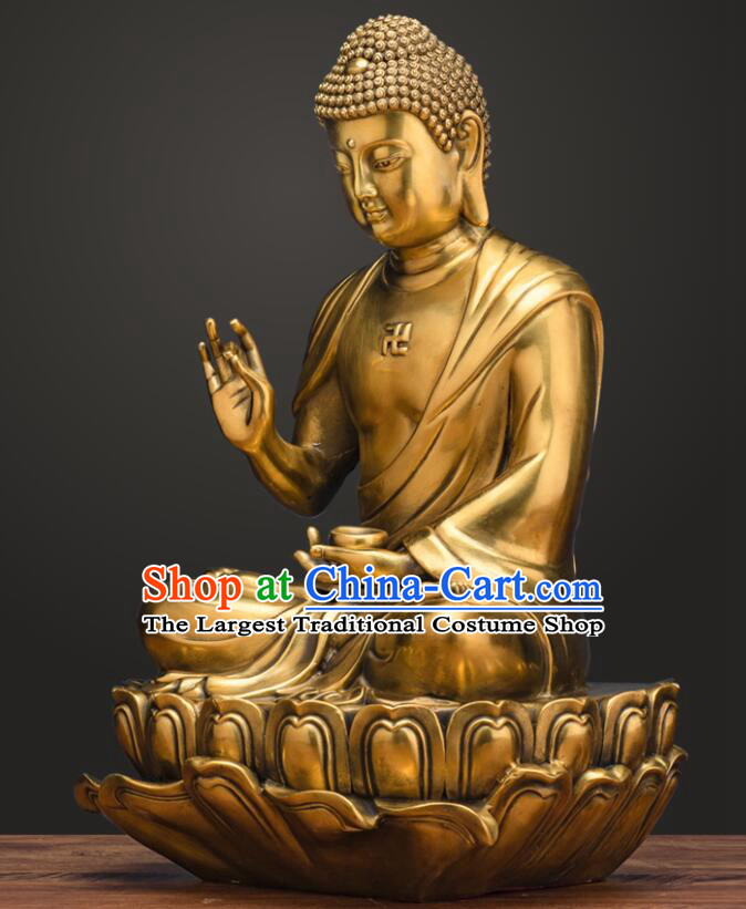 Top Chinese Handmade Brass Buddha Copper Shakyamuni Buddha Status Traditional Buddhism Figurine