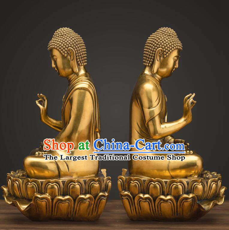 Top Chinese Handmade Brass Buddha Copper Shakyamuni Buddha Status Traditional Buddhism Figurine