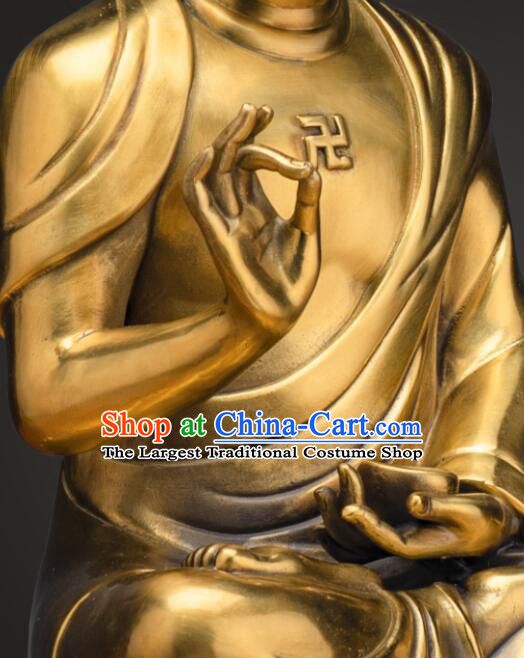 Top Chinese Handmade Brass Buddha Copper Shakyamuni Buddha Status Traditional Buddhism Figurine