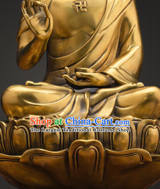Top Chinese Handmade Brass Buddha Copper Shakyamuni Buddha Status Traditional Buddhism Figurine