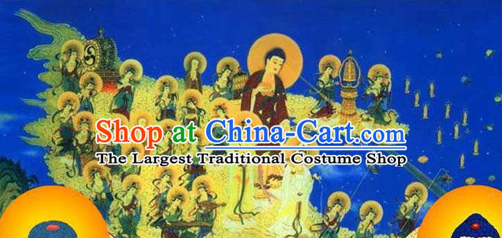 Chinese Silk Fabric Buddha Figure Picture Hand Painting Shakyamuni Scroll Artwork Traditional Buddhism Painting