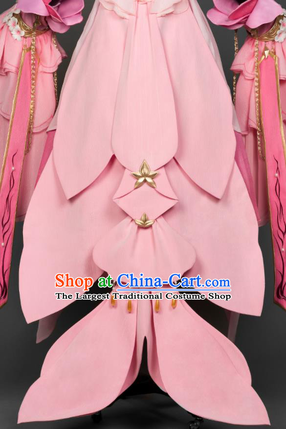 China Game Jian Xia Qing Yuan Xiu Luo Clothing Cosplay Young Lady Pink Dress Ancient Princess Garment Costumes