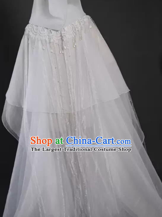 China Classical Cloak Clothing Cosplay Goddess White Chiffon Hanfu Mantle Ancient Princess Garment Costume