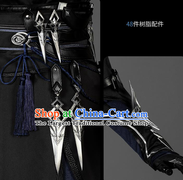 China Cosplay Female Swordsman Black Dresses Ancient Woman Assassin Garment Costumes Game Jian Xia Qing Yuan Clothing