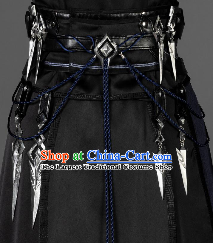 China Cosplay Female Swordsman Black Dresses Ancient Woman Assassin Garment Costumes Game Jian Xia Qing Yuan Clothing
