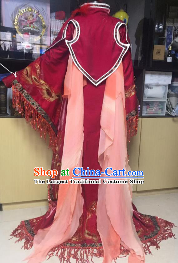 Chinese Ancient Swordsman Wine Red Attires Cosplay Royal Prince Garment Costumes Drama Thunderbolt Fantasy Lang Wu Yao Clothing