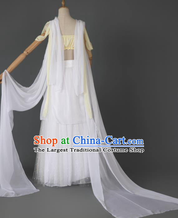 China Traditional Hanfu Dance Apparels Ancient Fairy White Dress Clothing Cosplay Dunhuang Goddess Garment Costumes