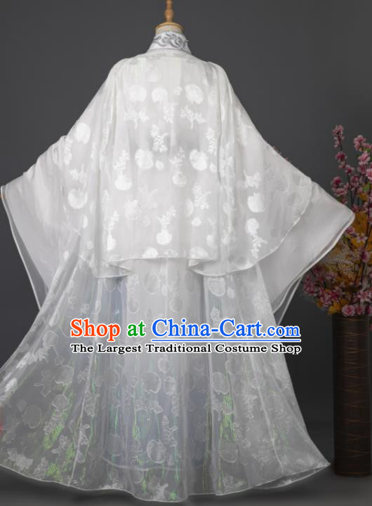China Traditional Hanfu Apparels Ancient Swordsman White Clothing Cosplay Prince Garment Costumes