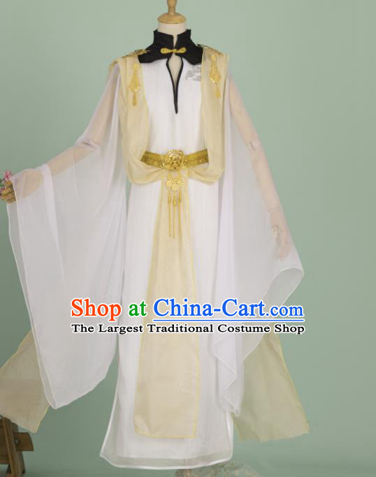 China Ancient Young Childe Clothing Cosplay Prince Garment Costumes Traditional Hanfu White Apparels