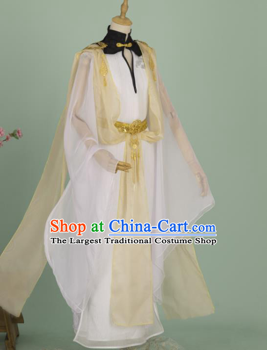 China Ancient Young Childe Clothing Cosplay Prince Garment Costumes Traditional Hanfu White Apparels