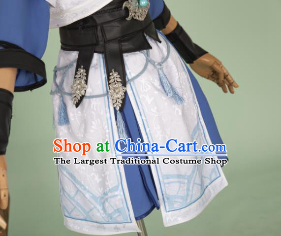 China Traditional Hanfu White Apparels Ancient Female Knight Clothing Cosplay Swordswoman Garment Costumes
