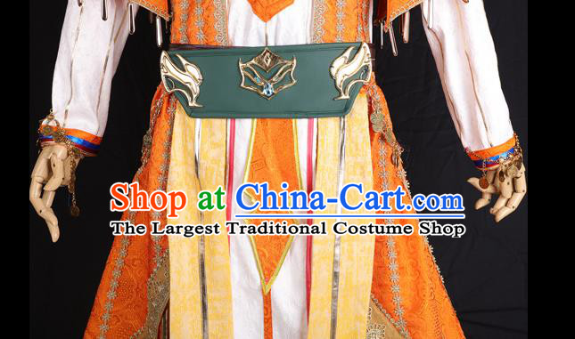 Chinese Cosplay Young Hero Garment Costumes Cartoon Character A Tai Clothing Ancient Swordsman Orange Attire
