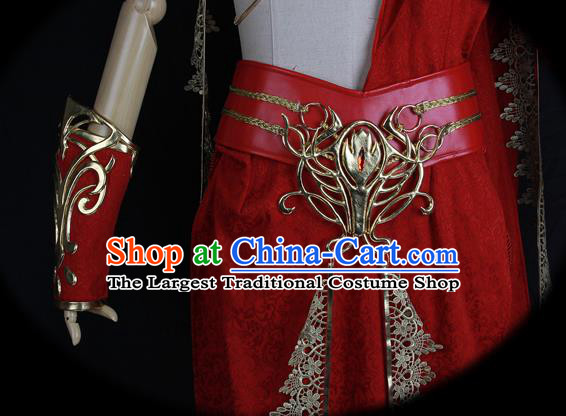 Chinese Cosplay Young Hero Garment Costumes Cartoon Tian Bao Fu Yao Lu Chong Ming Clothing Ancient Swordsman Red Attires