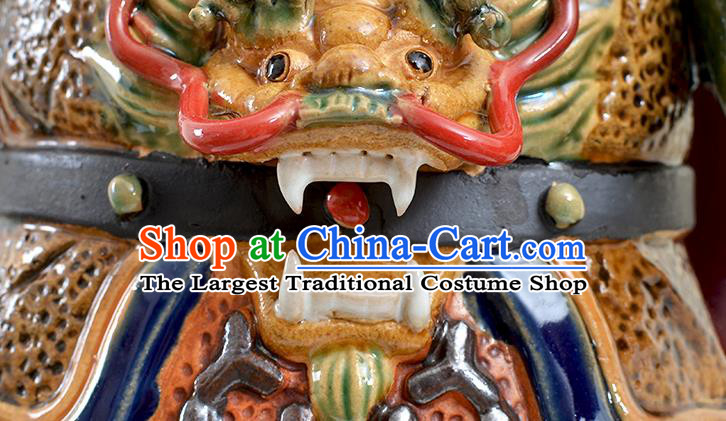 Chinese Shi Wan Figurine Guan Yu Status Handmade Ceramic Arts Guan Gong Sculptures