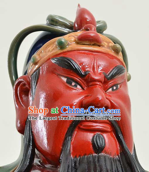 Chinese Handmade Ceramic Arts Guan Gong Sculptures Shi Wan Figurine Guan Yu Status