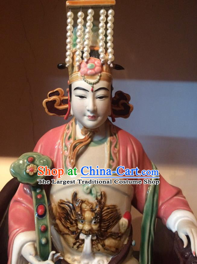 Handmade Goddess Ma Zu Statue Heaven Queen Ceramics Statue Craft Shi Wan Figurine