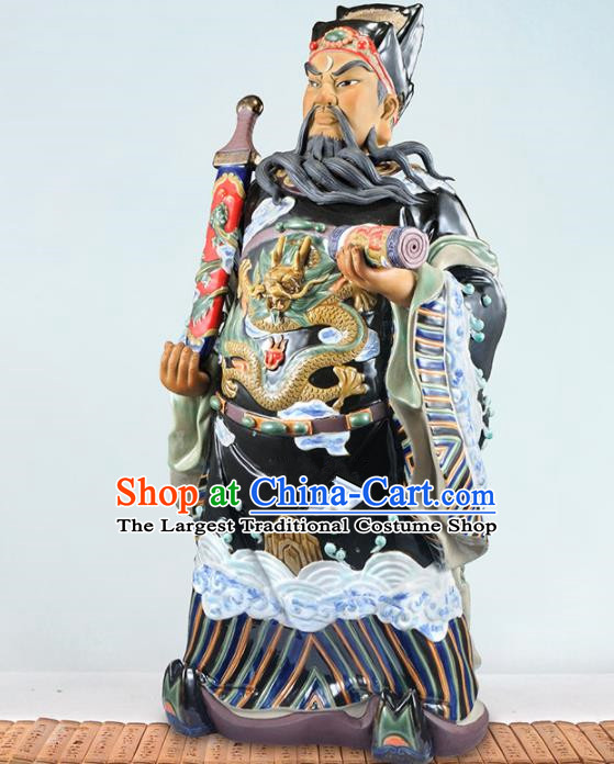 Chinese Shi Wan Figurine Clay Bao Zheng Statue Handmade Ceramic Bao Qing Tian Judge Bao Statue