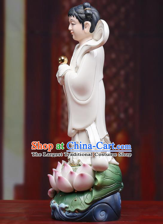 Chinese Handmade Dragon Girl Porcelain Statue White Ceramic Long Nv Craft