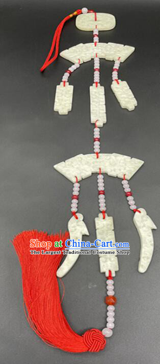 Chinese Handmade Jade Waist Accessories Ancient Groom Jade Jewelry Traditional Wedding Jade Carving Pendant